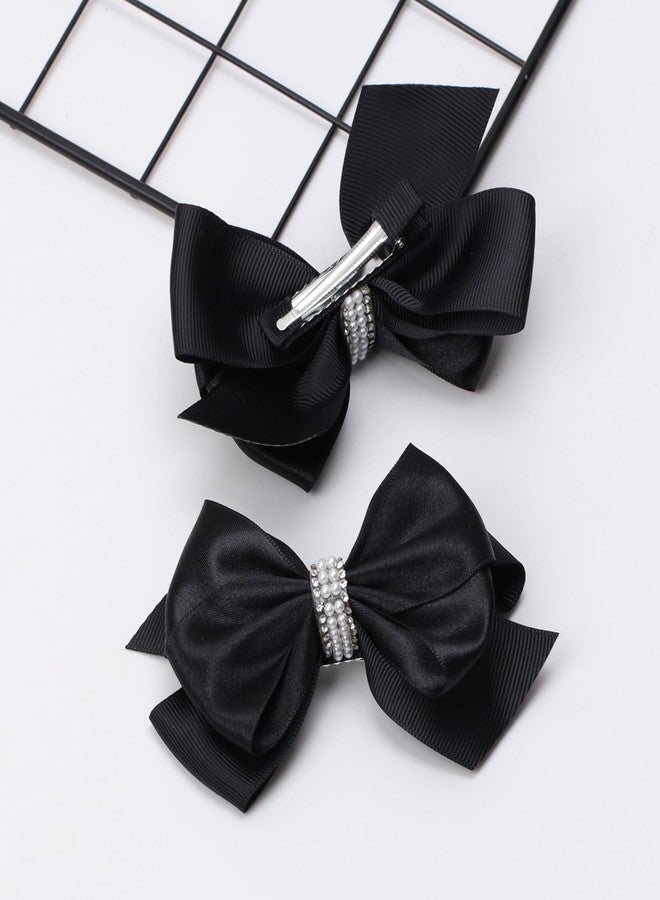 Zolyco Large Big 5 Inch Hair Bows for Girls Thick Ribbon Boutique Alligator Clips Hair Accessories for Baby Girls Toddlers Kids Teens 2 PCS (Black) - Image 5